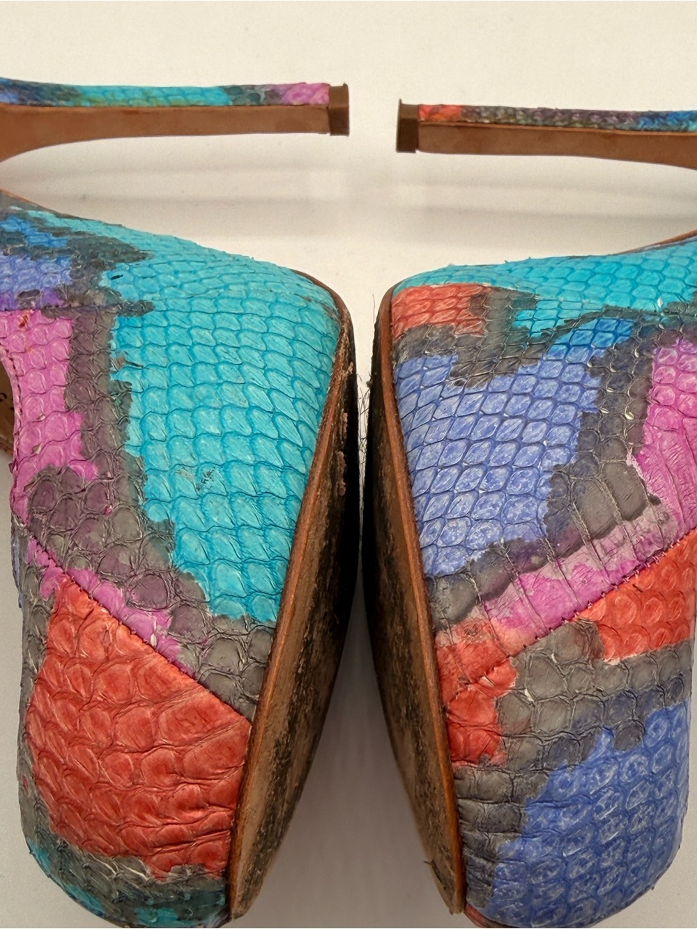 Dolce Vita Multicolor Snakeskin Slingback Heels | Pointed Toe Statement Stiletto - Picture 12 of 17